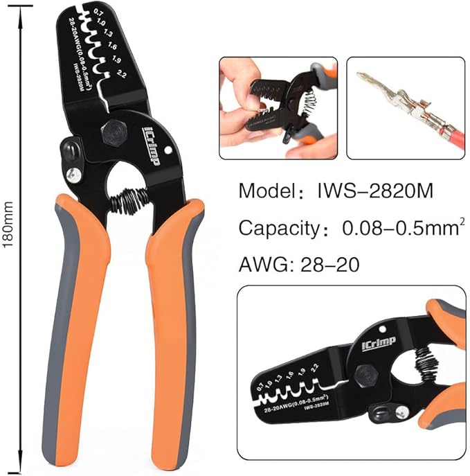 iCrimp Mini Micro Open Barrel Crimping Tools Works on AWG28-20 JAM, Molex, Tyco, JST Terminals and Connectors used for FPV, Drone Servo