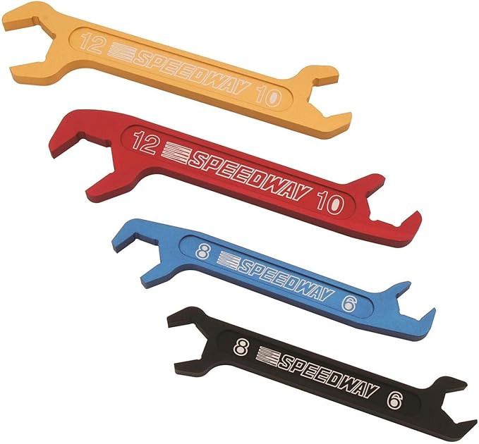 Speedway Motors Aluminum AN Fitting Wrench Set - Versatile & Efficient - Premium Quality - Protects Your Fittings - Comprehensive Size Range - Convenient & Ergonomic - AN6, AN8, AN10, AN12