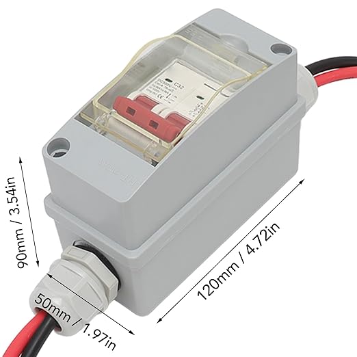 32 Amp 500V DC Solar Disconnect Switch, IP65 PV Disconnect Switch, Solar Circuit Breaker Suitable for Outdoor PV or AC Stystemms Households
