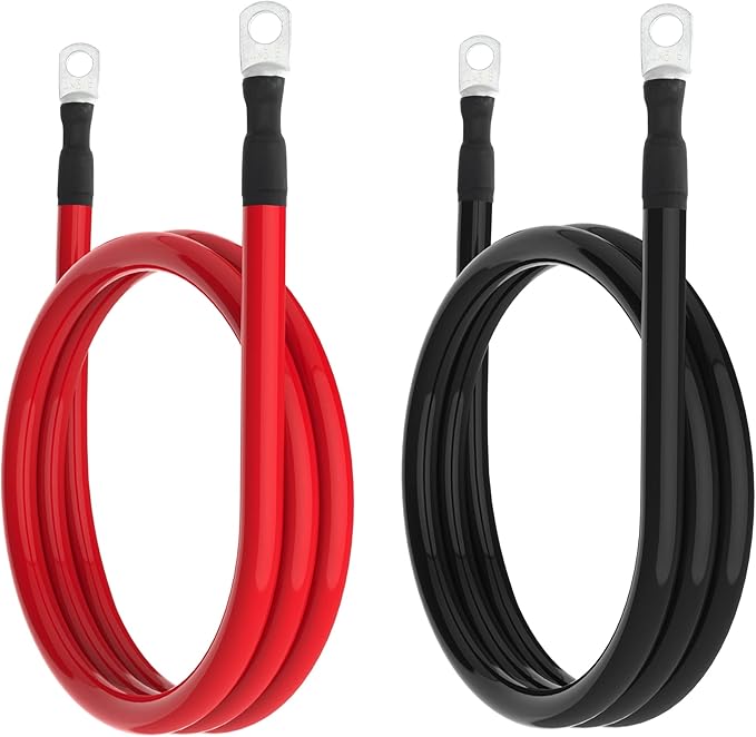 4 AWG Battery Cable 4AWG Gauge Battery Inverter Cables for Automotive Solar Marine Boat RV Car Motorcycle (4 AWG, 5FT, 3/8")