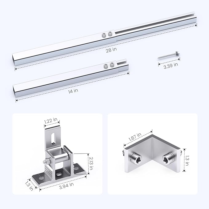 Adjustable Solar Panel Tilt Mount Brackets, Aluminum Alloy, 15°–30° Tilt, for 50–400W Solar Panels, Roof, RV, Boat, Flat Surface & Off-Grid Use (1 Set)