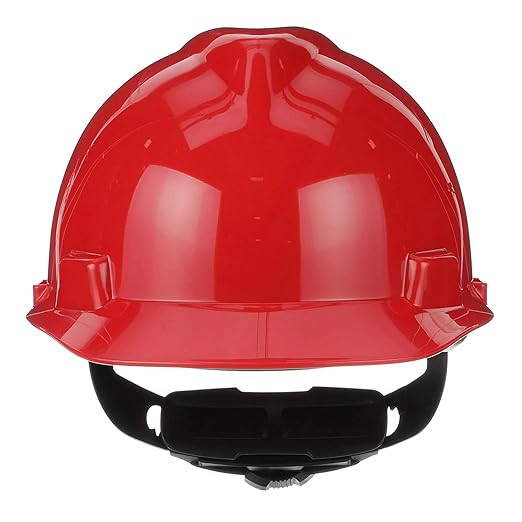 MSA 475363 V-Gard Cap Style Safety Hard Hat With Fas-Trac III Ratchet Suspension | Polyethylene Shell, Superior Impact Protection, Self Adjusting Crown Straps - Standard Size in Red