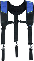 KUNN 3 Point Padded Tool Belt Suspenders for Men,Heavy Duty Construction Suspenders with Tool Belt Loops,Blue