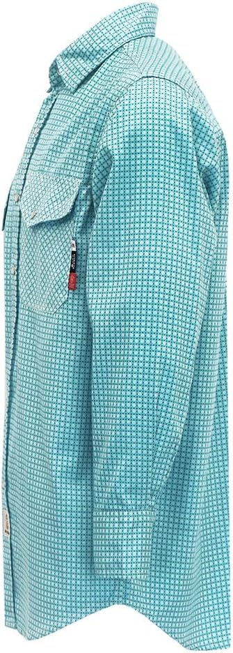 BOCOMAL FR Shirts for Men Printed Plaid Flame Resistant Clothing 6.5oz Cotton Button Up Welding Shirts NFPA2112 CAT2