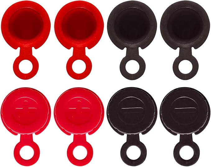 Ampper Top Post Plastic Battery Post Caps, Battery Post Terminal Cover Insulator Protector W/Washers for Car, Vehicle, RV and Boat (Cap, 4 Sets)