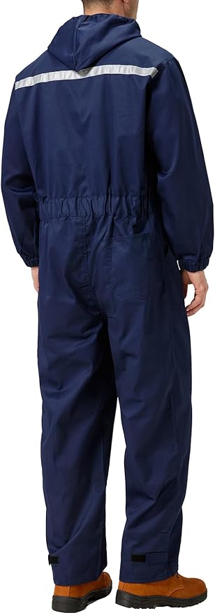 Mens Work Coveralls Mechanic Hooded Overall Workwear Jumpsuits Long Sleeve Hi Viz Coverall with Zippers