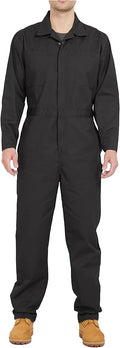 Ubon Long Sleeve Coveralls for Men, Zip Front Cotton Twill Work Coverall, Action Back Jumpsuit with Pockets