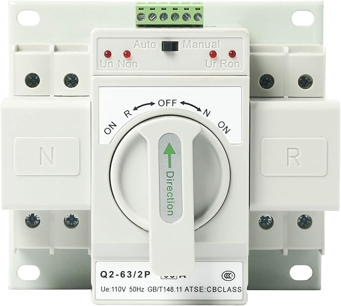 110V 2P 63A MCB type Mini Dual Power Automatic Transfer Switches Toggle Controller Change-Over Switch for Generator ATS Self Cast Conversion