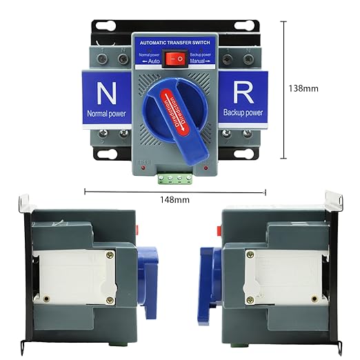 Dual Power Automatic Transfer Switch 110V 2P 63A Generator Changeover Switch for Home Backup Power Supply 50HZ 60HZ ATS