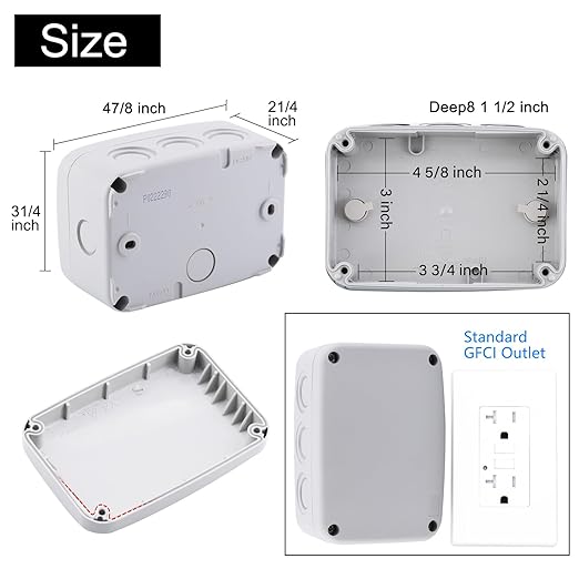 Outdoor White Junction Box,Nineleaf IP66 Waterproof Electrical Project Boxes PVC/ABS Weatherproof Plastic Enclosure Box Universal Watertight 4.9 x 3.3 x 2.3 inch (125x86x62mm), 1PCS
