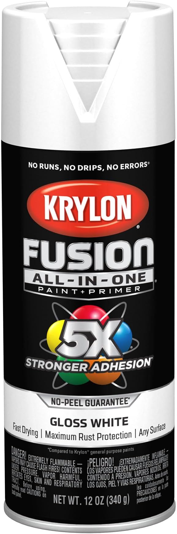 Krylon Fusion All-In-One Adhesive Spray Paint for Indoor/Outdoor Use, 12 oz, White