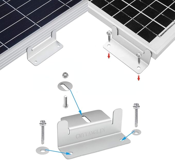 Solar Panel Mounting Brackets Z Bracket, with Nuts and Bolts,Suitable for 50W to 150W Solar Panels on RV,Boats,Motorhome, Cabins, Sheds, Garages,Off Grid, Silver Color, 4 Units (16PCS)