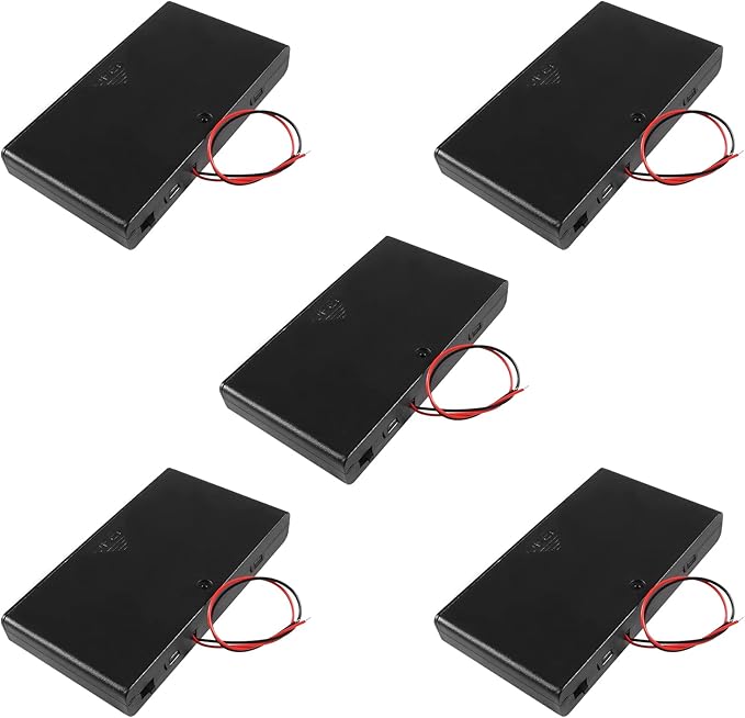Aobao 5pcs 8 x 12V AA Battery Holder Case Box with ON/Off Switch and Leads Wire Cover