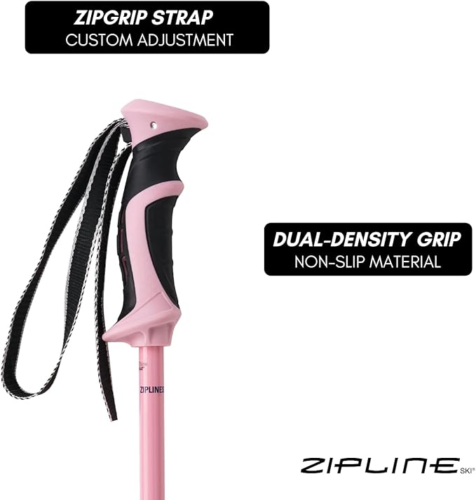 Zipline Lollipop 14.0 Graphite Carbon Composite Ski Poles – Lightweight, Durable, All-Mountain – Ergonomic Grip, Vibration Dampening, Ideal for Groomers and Freestyle. Choice of Skiers