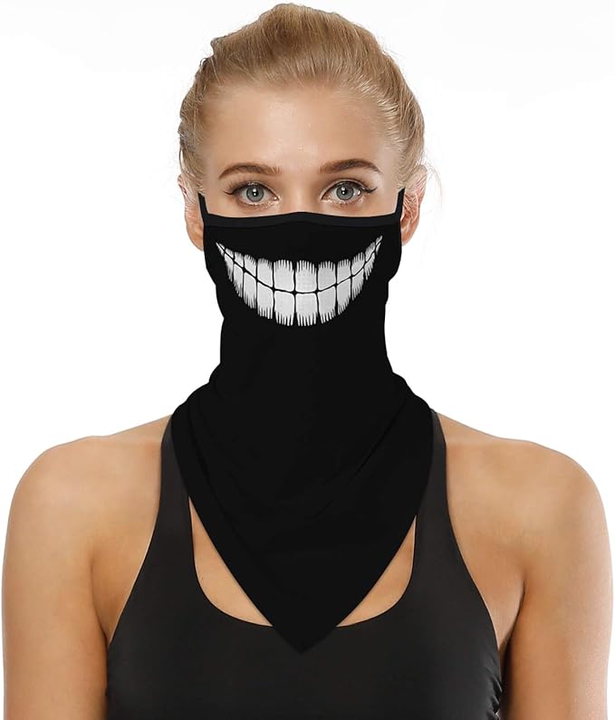 YAYOUREL Neck Gaiter Face Mask Bandanas for Men Women UV Face Scarf Cover Ear Loop Hole Facemask for Fishing Running Cycling