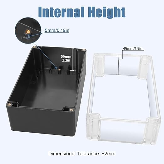 LeMotech Electrical Box Clear Cover Project Box IP65 Waterproof Junction Box ABS Plastic Case Universal Enclosure for Electronics, Black 7.8"x 4.7"x 4.4"(200x120x113mm)(Pack of 1)