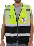 Dib Safety Reflective Vest ANSI Class 2, High Visibility Vest with Pockets and Zipper, Construction Work, Hi Vis