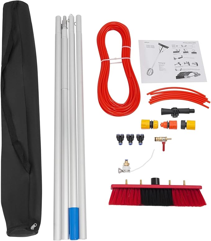 13Feet Reach Solar Panel Cleaning Brush & Pole Water Fed Pole Kit,Suitable for high Windows Cleaning, Solar photovoltaic Panel Cleaning and Cleaning Cars Trucks Vans caravans Windows