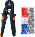 201PCS Ferrule Crimping Tool Kit, AWG23-10 Self-adjustable Ratchet Wire Crimping Tool Kit Crimper Plier Set with 200PCS Wire Terminals Crimping Connectors Wire End Ferrules Terminals