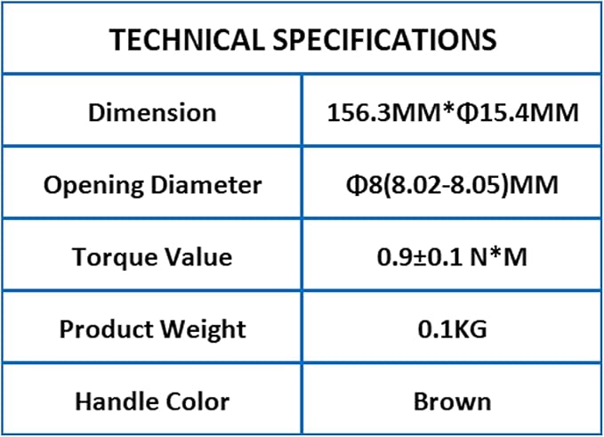 TOJOIN 1 pcs SMA Torque Wrench for RF Connector 8 in·lbs (0.9 N·m) Opening 8mm (5/16") for SMA 3.5mm/2.92mm Adapter Convertor Portable Spanner for Professionals Industry Brown