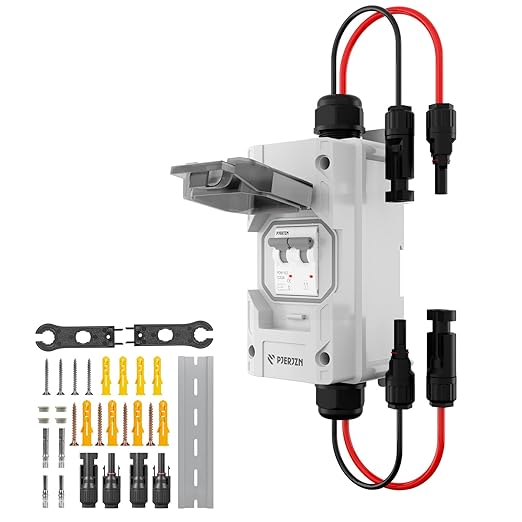 Solar Panel Disconnect Switch 10-60A 1000V Solar Disconnect Switch Outdoor PV Isolator Upgraded Cover Visual Design Waterproof Circuit Breaker Box for RV Home Battery Off-Grid(1000VDC, 20 Amp)