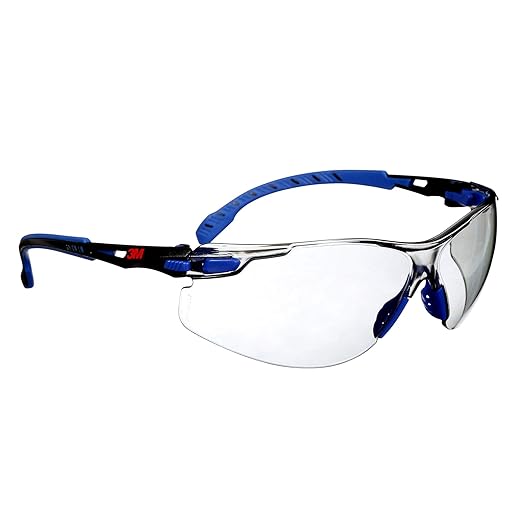 3M Safety Glasses, Solus 1000 Series, ANSI Z87, Scotchgard Anti-Fog, Indoor/Outdoor Grey Lens, Blue/Black Frame, Pack of 1