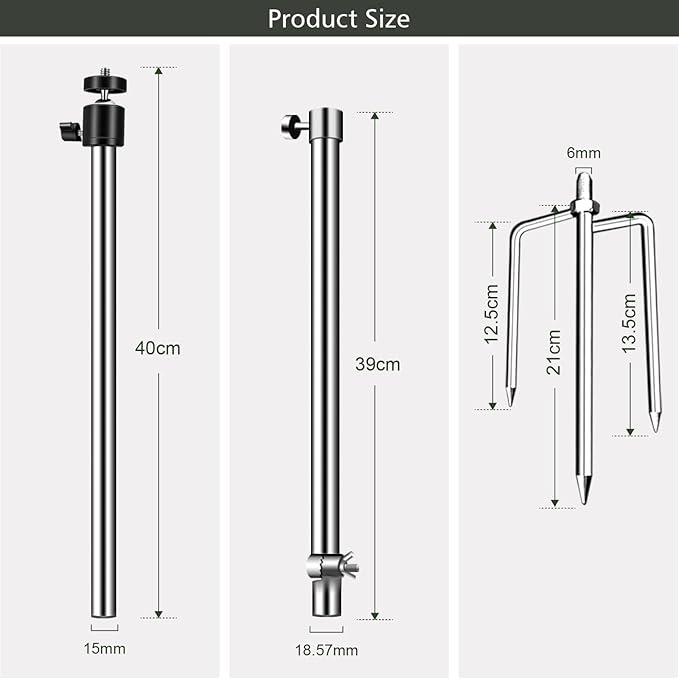 Game & Trail Camera Mount, Trail Camera Stand Mounts, 360 Degree Adjustable Universal Screw Connection 1/4''-20 (6mm), for Night Fishing Lights, Solar Panels, etc. (2 Pack)