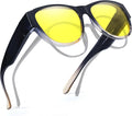 TJUTR Fit-Over Night Vision Driving Glasses for Men Women, Anti-Glare Polarized UV400 Yellow Lenses for Nighttime Safety