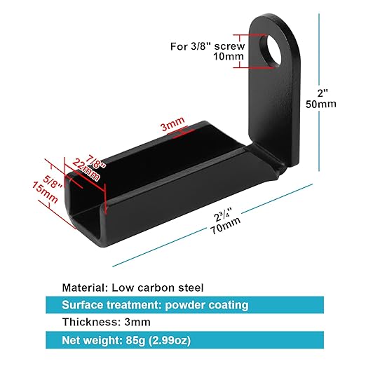 20 Pack Black Fence Mounting Bracket Fits 1" x 1" x 16 Ga. Square Tube Rails, Fence Panel Internal Connector, Carbon Steel