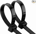 48 Inch Extra Long Heavy Duty Cable Ties, 12-Piece UV Resistant Black Nylon Zip Ties, 200 LB Tensile Strength