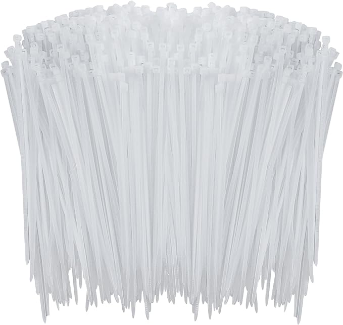 1000 Pcs White Zip Ties, 6 Inch Clear Self-Locking Nylon Cable Ties, Premium Heavy Duty Plastic Wraps Wire Ties for Indoor and Outdoor