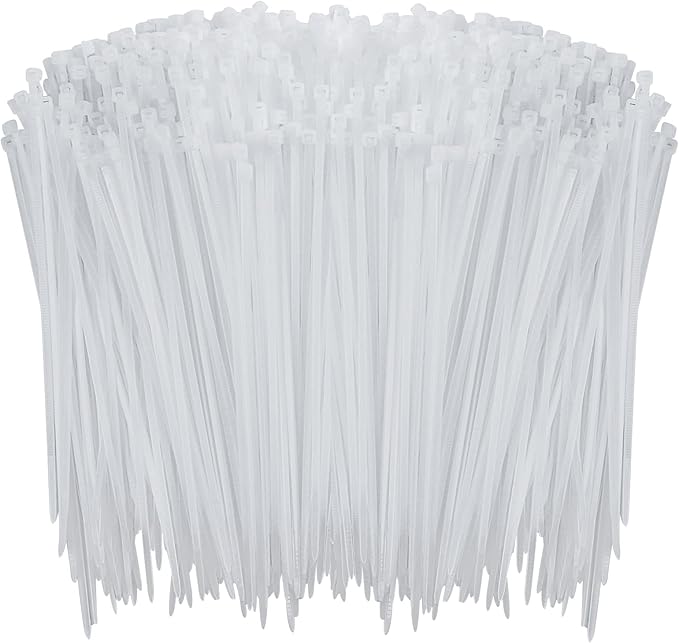 1000 Pcs White Zip Ties, 4 Inch Small Clear Self-Locking Nylon Cable Ties, Plastic Premium Thin Wraps Wire Ties for Indoor and Outdoor