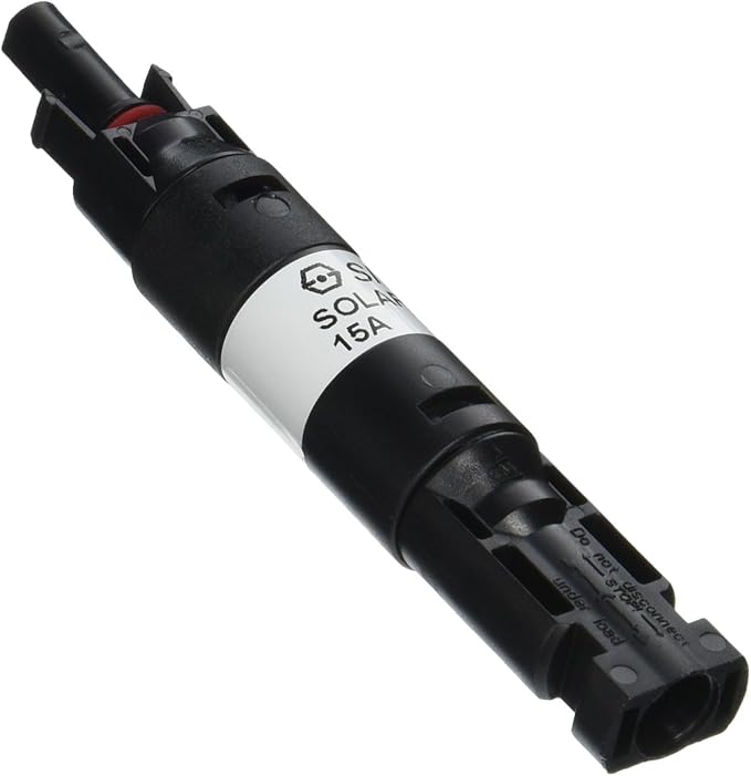 Renogy 15A Male and Female Connector Waterproof in-Line Fuse Holder w/Fuse, Black