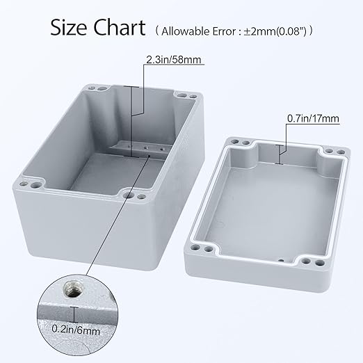 LeMotech Electrical Box, Aluminum Alloy Metal Junction Box, IP67 Waterproof Dustproof Project Box, Outdoor Universal Enclosure, Grey 5.9x3.9x3.1in (150x100x80mm)