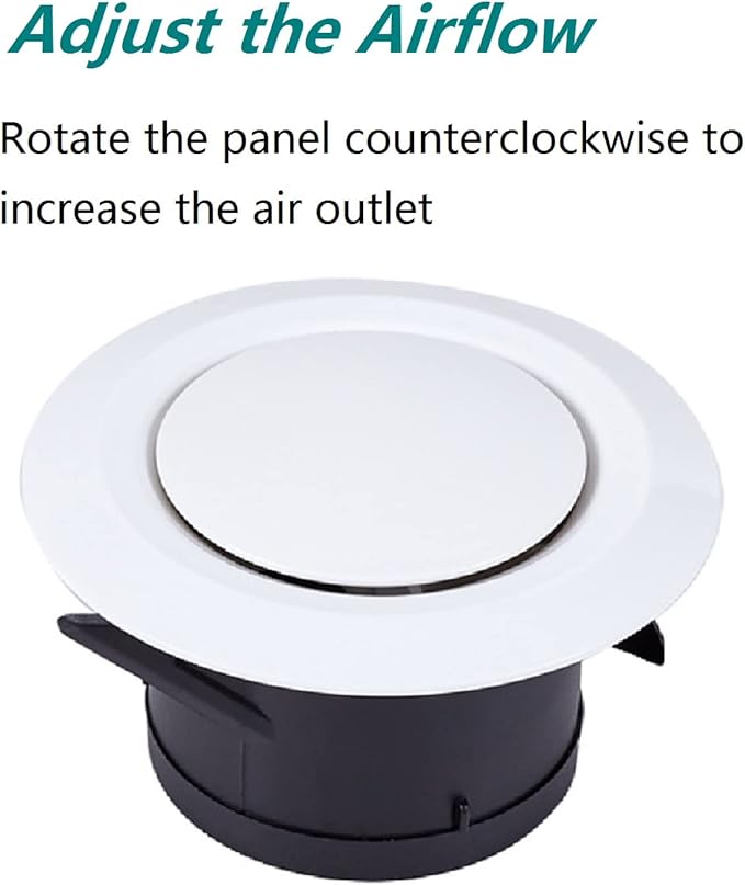 6 inch ABS Adjustable Air Vent White Round Soffit Exhaust Vent for Inline Duct Fan Outlet Vent(5.7 Inch, Front Panel:8.5 Inch)