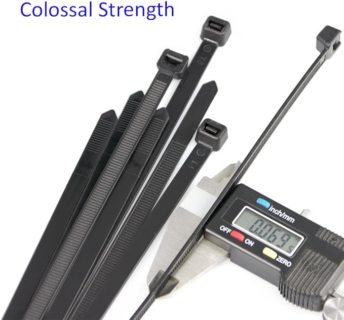 Cable Zip Ties Heavy Duty 26 Inch, Ultra Strong Plastic Wire Ties with 180 Pounds Tensile Strength, 50 Pieces, Durable Nylon Black tie Wraps, Indoor and Outdoor UV Resistant, Quality Cable Ties