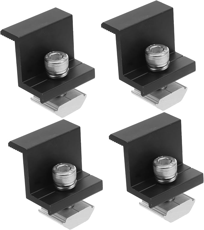 HANABASS 4pcs Aluminum Bracket Solar Panel Support Easy Install Vertical Clamp for Ground Mounting Durable Solar Panel Clips for Efficient Setup and Enhanced Stability