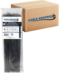 Kable Kontrol Cable Ties with Metal Tooth Bulk Pack, 14 Inch 5,500 Pcs, 50 Lbs Tensile Strength, Metal Pawl, Stainless Steel Toothed Self-Locking Device, UV Resistant Steel Barb Zip Ties - Black