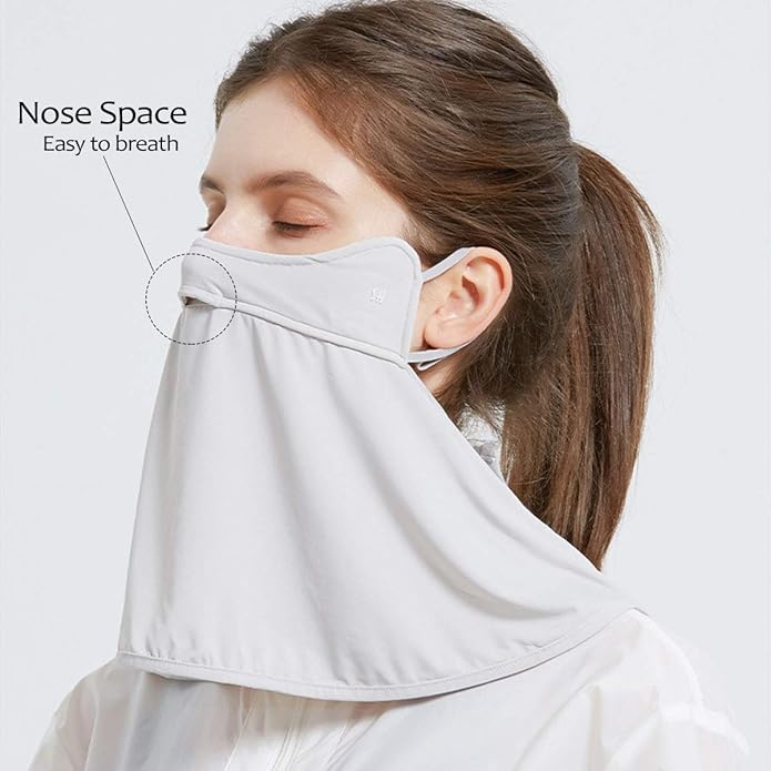 UPF 50+ Unisex Breathable Cooling Face Cover Sun UV Protection Earloop Neck Gaiter Scarf for Summer Outdoor Activities