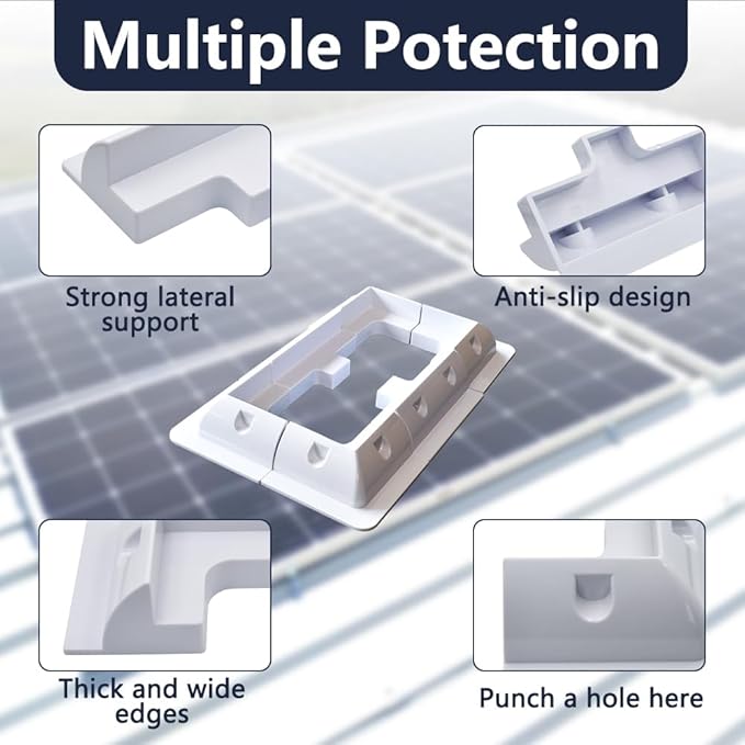 Solar Panel Mounting Brackets, PC Corner Bracket Solar Panel Roof Drill-Free Mount for RV, Boats, 1Set - 4pcs White