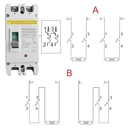 Heschen DC Molded Case Circuit Breaker MCCB, HSM1PV-250, 2 Poles, DC550V Photovoltaic Circuit Breaker, for Solar PV System Solar Panels Grid System (180A)