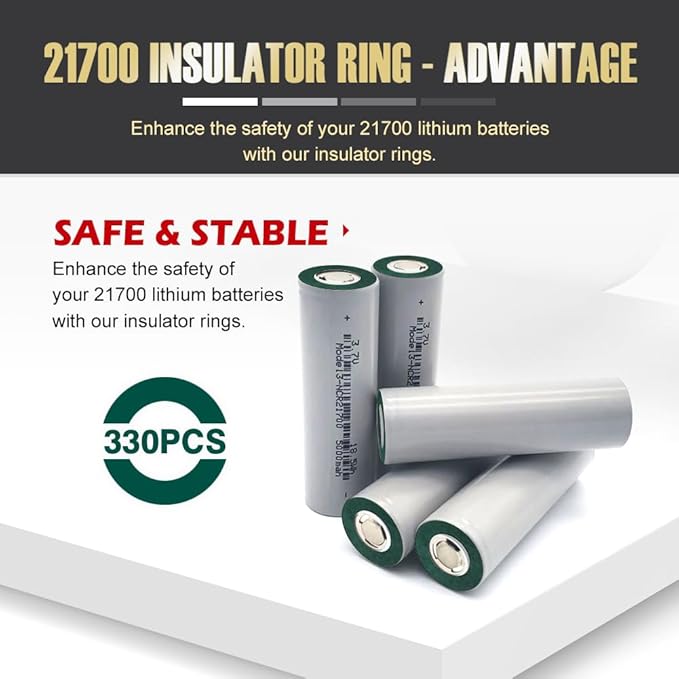 330PCS 21700 Lithium Battery Insulator Rings, Highland Barley Paper with Adhesive Backing, Hollow Paper Pad Electrical Insulation Ring, Green