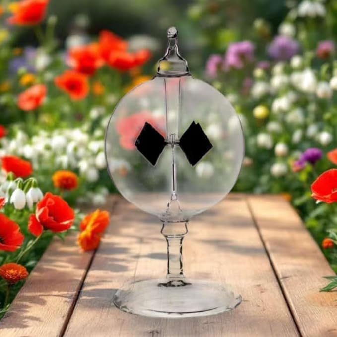 Solar Crookes Radiometer Glass Windmill Handmade for Party Home Decoration Gift Transparent S