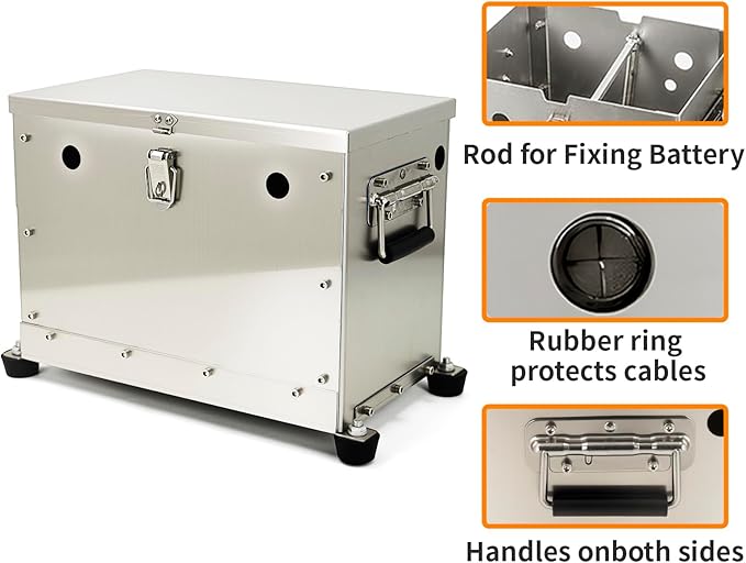 Aluminum Battery Box Relocation Kit Universal RV/Trailer Battery Box Outdoor With Waterproof Cover(Group 27)