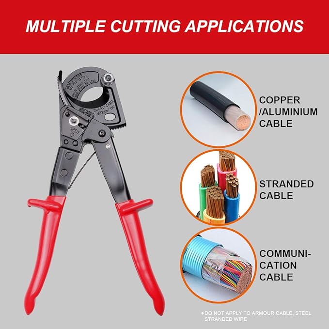 Ratchet Cable Cutter, Heavy Duty Wire Cutter for Aluminum Copper Cable up to 240mm², Ratcheting Wire Cutting Hand Tool