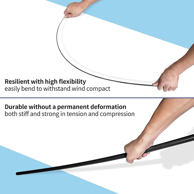 Anley 10Ft Telescopic Flagpole - Retractable Fiberglass Outdoor Telescoping Flag Pole - Reinforced Twist-to-Tighten Section & Clip Hook Top - Lightweight Durable Pole (Black)