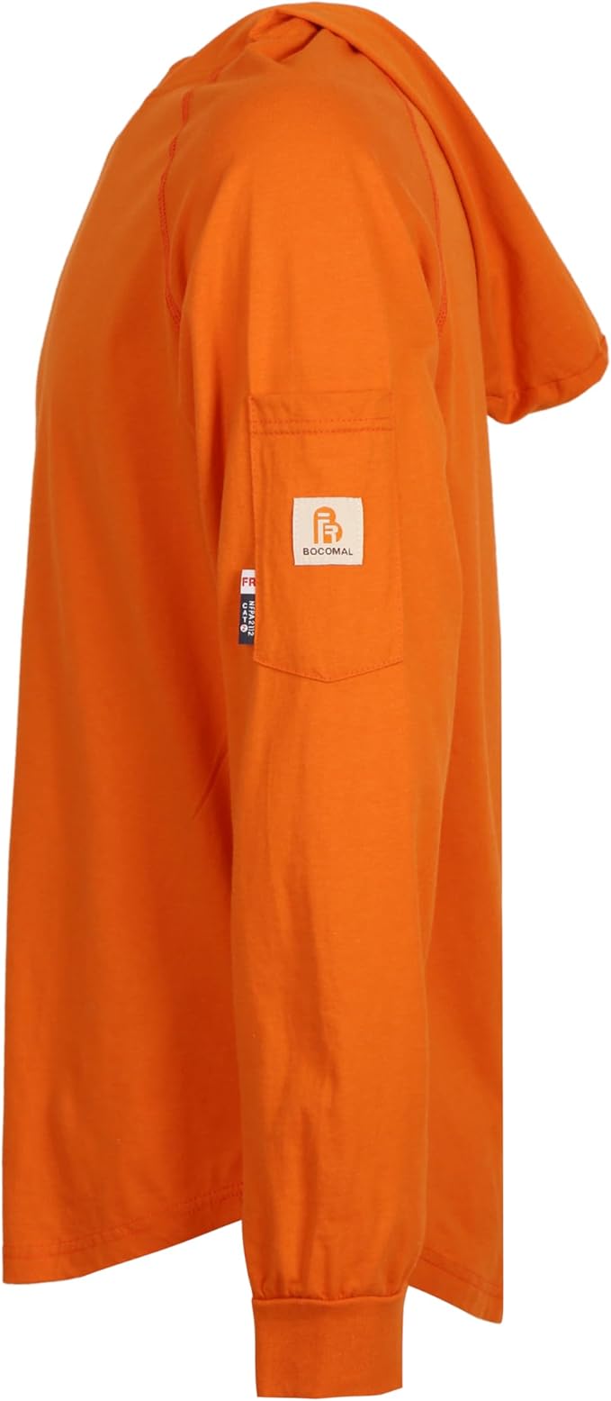 BOCOMAL FR Hooded T Shirts Heather Series 6oz Flame Resistant NFPA2112 CAT2 Fire Retardant Hoodies Work Shirt