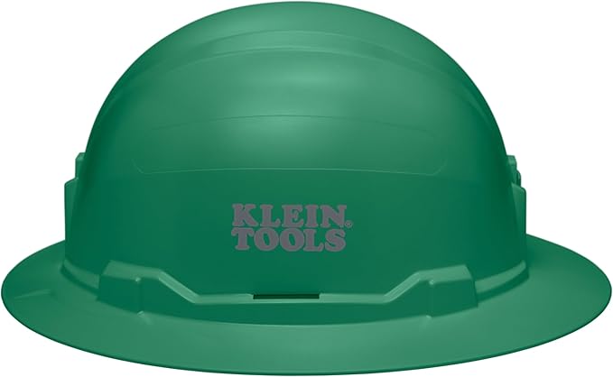 Klein Tools Hard Hat, Non-Vented Full Brim Style, Padded, Self-Wicking Odor-Resistant Sweatband, Tested up to 20kV