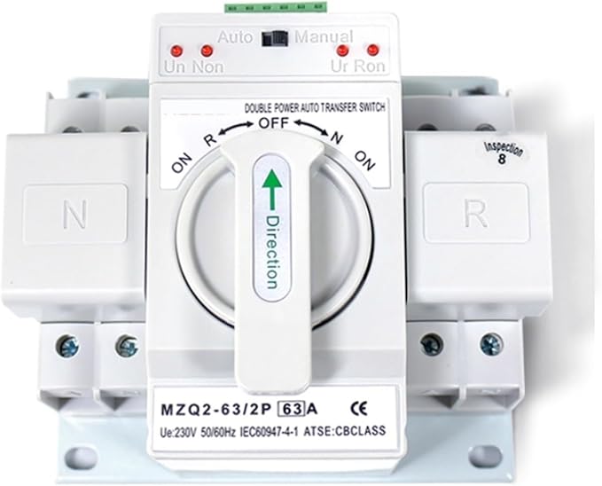 Double Power Automatic Transfer Switch MZQ2N-63 Series Double Power Source 2 Pole 63A Generator Automatic Transfer Switch ATS