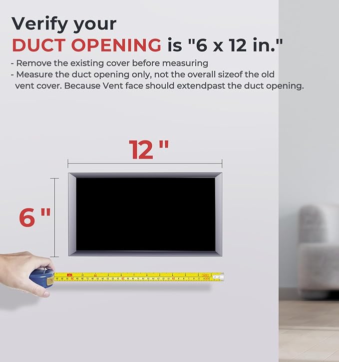 Quiet Register Booster Fan Fits 6" x 12" Register Holes, 10-Speed Smart Heating Cooling AC Vent Fan with Remote Control and Thermostat Control - White